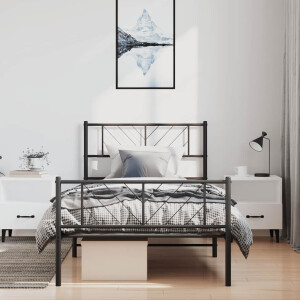 vidaXL Bedframe met hoofd- en voeteneinde metaal zwart 100x190 cm