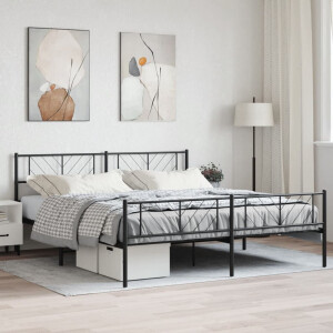 vidaXL Bedframe met voetbord zonder matras metaal zwart 180x200 cm