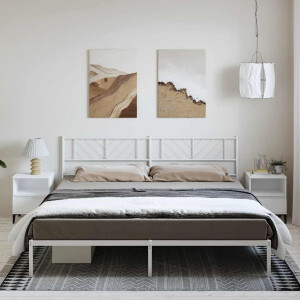 vidaXL Bedframe met hoofdbord metaal wit 183x213 cm