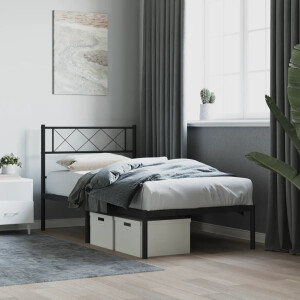 vidaXL Bedframe met hoofdbord metaal zwart 90x190 cm