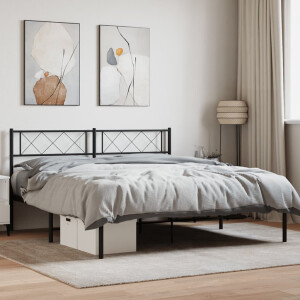 vidaXL Bedframe met hoofdbord metaal zwart 140x190 cm