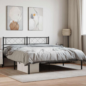 vidaXL Bedframe met hoofdbord metaal zwart 160x200 cm