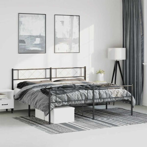 vidaXL Bedframe met hoofd- en voeteneinde metaal zwart 193x203 cm
