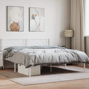 vidaXL Bedframe met hoofdbord metaal wit 140x190 cm