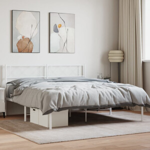vidaXL Bedframe met hoofdbord metaal wit 160x200 cm