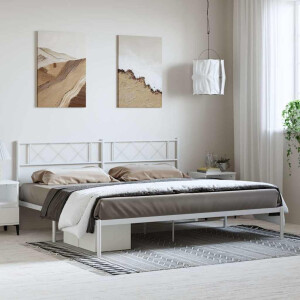 vidaXL Bedframe met hoofdbord metaal wit 193x203 cm
