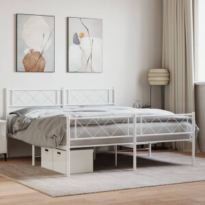 vidaXL Bedframe met hoofd- en voeteneinde metaal wit 140x200 cm