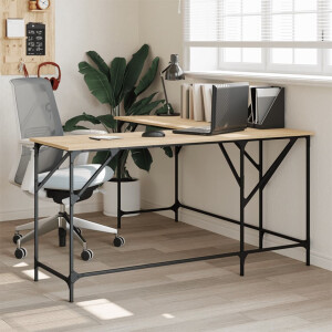vidaXL Bureau 149x149x75 cm bewerkt hout sonoma eikenkleurig
