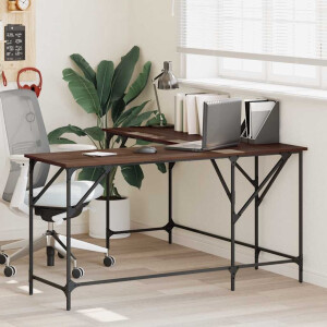 vidaXL Bureau 149x149x75 cm bewerkt hout bruin eikenkleur