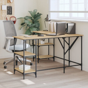 vidaXL Bureau 139x139x75 cm bewerkt hout sonoma eikenkleurig