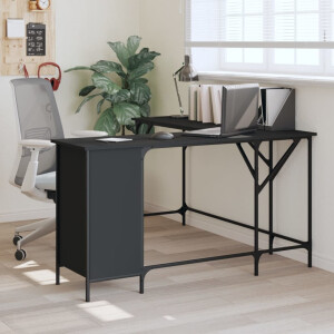 vidaXL Bureau 141x141x75 cm bewerkt hout zwart