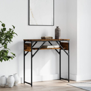 vidaXL Wandtafel met schap 75x30x75 cm bewerkt hout gerookt eiken