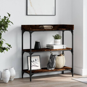vidaXL Wandtafel met schappen 75x30x80 cm gerookt eikenkleurig