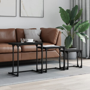 vidaXL 3-delige Tafeltjesset bewerkt hout zwart