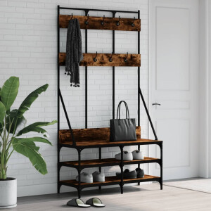 vidaXL Kledingrek met schoenenrek 100x40x184 cm gerookt eikenkleurig