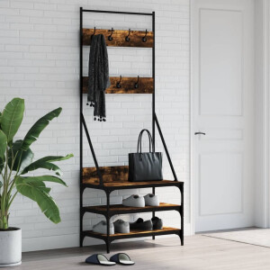 vidaXL Kledingrek met schoenenrek 70x40x184 cm gerookt eikenkleurig