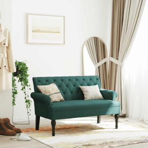vidaXL Bankje met rugleuning 120x62x75,5 cm stof donkergroen