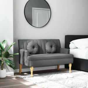 vidaXL Bankje met kussens 113x64,5x75,5 cm stof donkergrijs