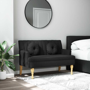 vidaXL Bankje met kussens 113x64,5x75,5 cm stof zwart