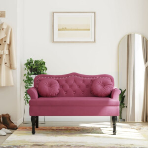 vidaXL Bankje met kussens 120,5x65x75 cm fluweel wijnrood