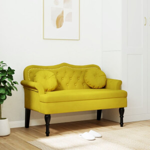 vidaXL Bankje met kussens 120,5x65x75 cm fluweel geel