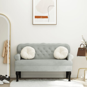 vidaXL Bankje met rugleuning 119,5x64,5x75 cm fluweel lichtgrijs