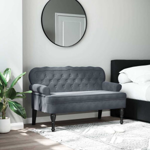 vidaXL Bankje met rugleuning 119,5x64,5x75 cm fluweel donkergrijs