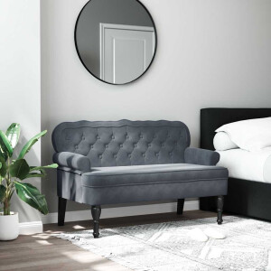 vidaXL Bankje met rugleuning 119,5x64,5x75 cm fluweel donkergrijs