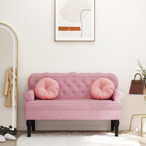 vidaXL Bankje met rugleuning 119,5x64,5x75 cm fluweel roze