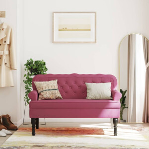 vidaXL Bankje met rugleuning 119,5x64,5x75 cm fluweel wijnrood