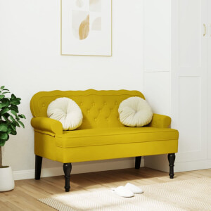 vidaXL Bankje met rugleuning 119,5x64,5x75 cm fluweel geel
