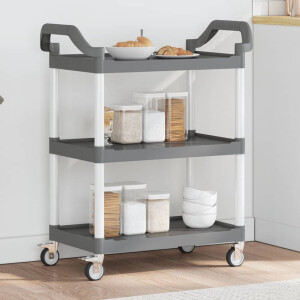 vidaXL Trolley 3-laags 81x41x92 cm aluminium grijs