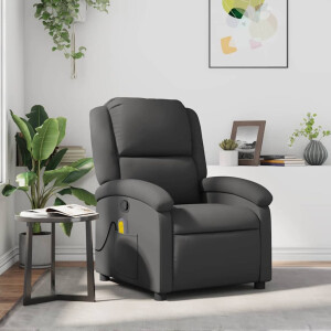 vidaXL Massagestoel echt leer grijs