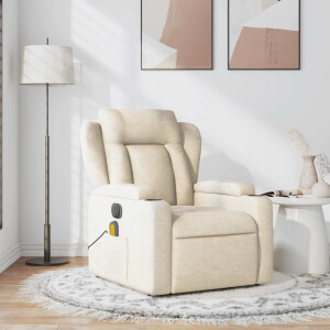 vidaXL Massagestoel verstelbaar stof crèmekleurig