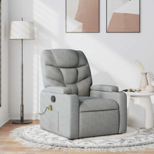 vidaXL Massagestoel verstelbaar stof lichtgrijs