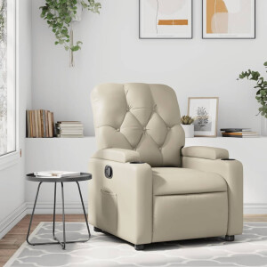 vidaXL Fauteuil verstelbaar kunstleer crèmekleurig