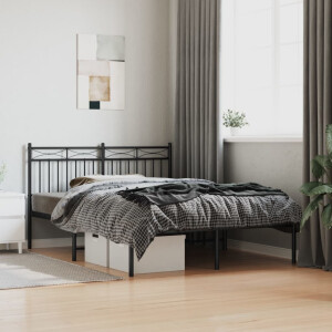 vidaXL Bedframe met hoofdbord metaal zwart 140x190 cm