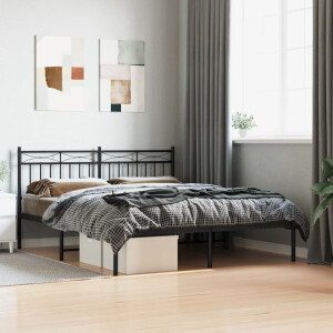 vidaXL Bedframe met hoofdbord metaal zwart 160x200 cm