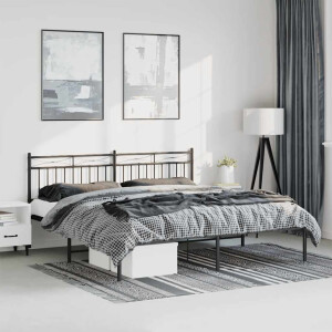 vidaXL Bedframe met hoofdbord metaal zwart 193x203 cm