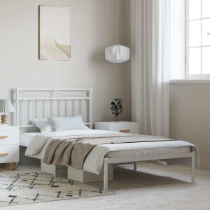 vidaXL Bedframe met hoofdbord metaal wit 100x200 cm