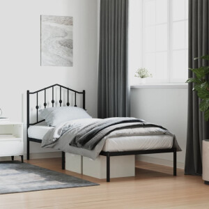 vidaXL Bedframe met hoofdbord metaal zwart 80x200 cm