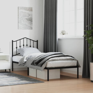 vidaXL Bedframe met hoofdbord metaal zwart 90x190 cm