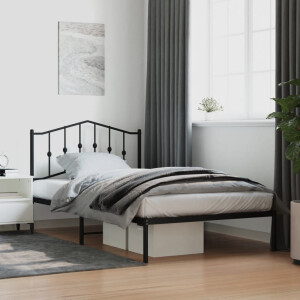 vidaXL Bedframe met hoofdbord metaal zwart 107x203 cm