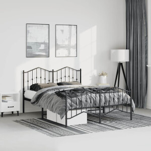 vidaXL Bedframe met hoofd- en voeteneinde metaal zwart 150x200 cm