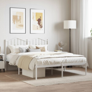 vidaXL Bedframe met hoofdbord metaal wit 140x190 cm