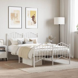 vidaXL Bedframe met hoofd- en voeteneinde metaal wit 120x190 cm
