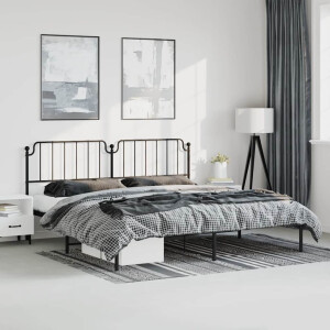 vidaXL Bedframe met hoofdbord metaal zwart 193x203 cm