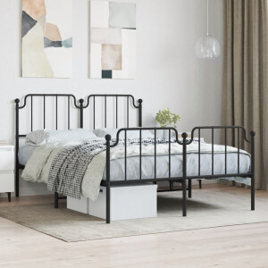 vidaXL Bedframe met hoofd- en voeteneinde metaal zwart 140x200 cm
