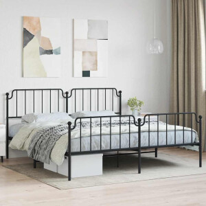 vidaXL Bedframe met hoofd- en voeteneinde metaal zwart 193x203 cm