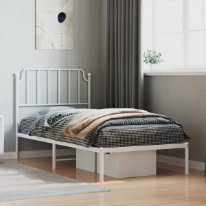 vidaXL Bedframe met hoofdbord metaal wit 90x190 cm